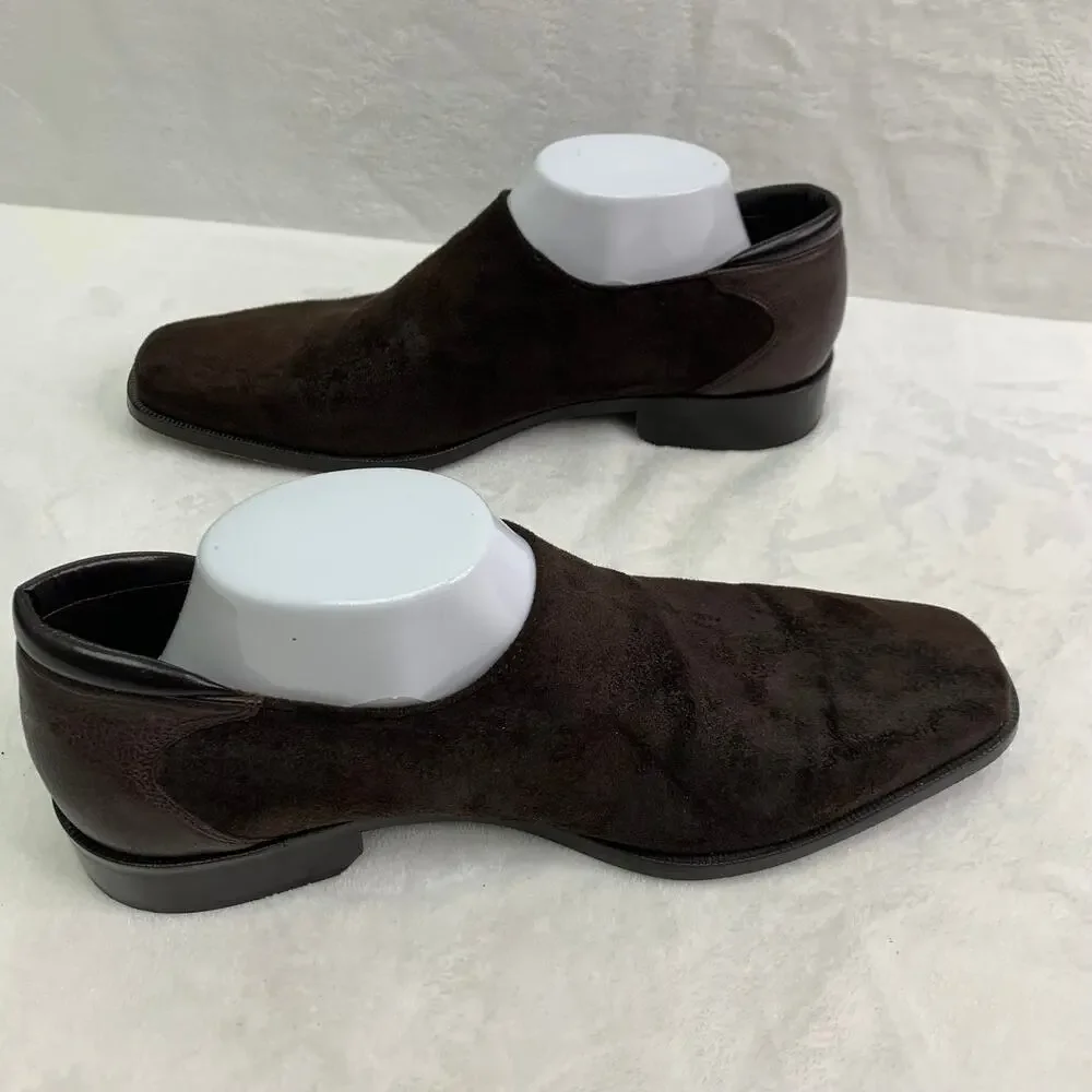 Donald J Pliner Rex 120 Mens 8.5M Nappa Leather Suede Dark Brown Italy Loafers